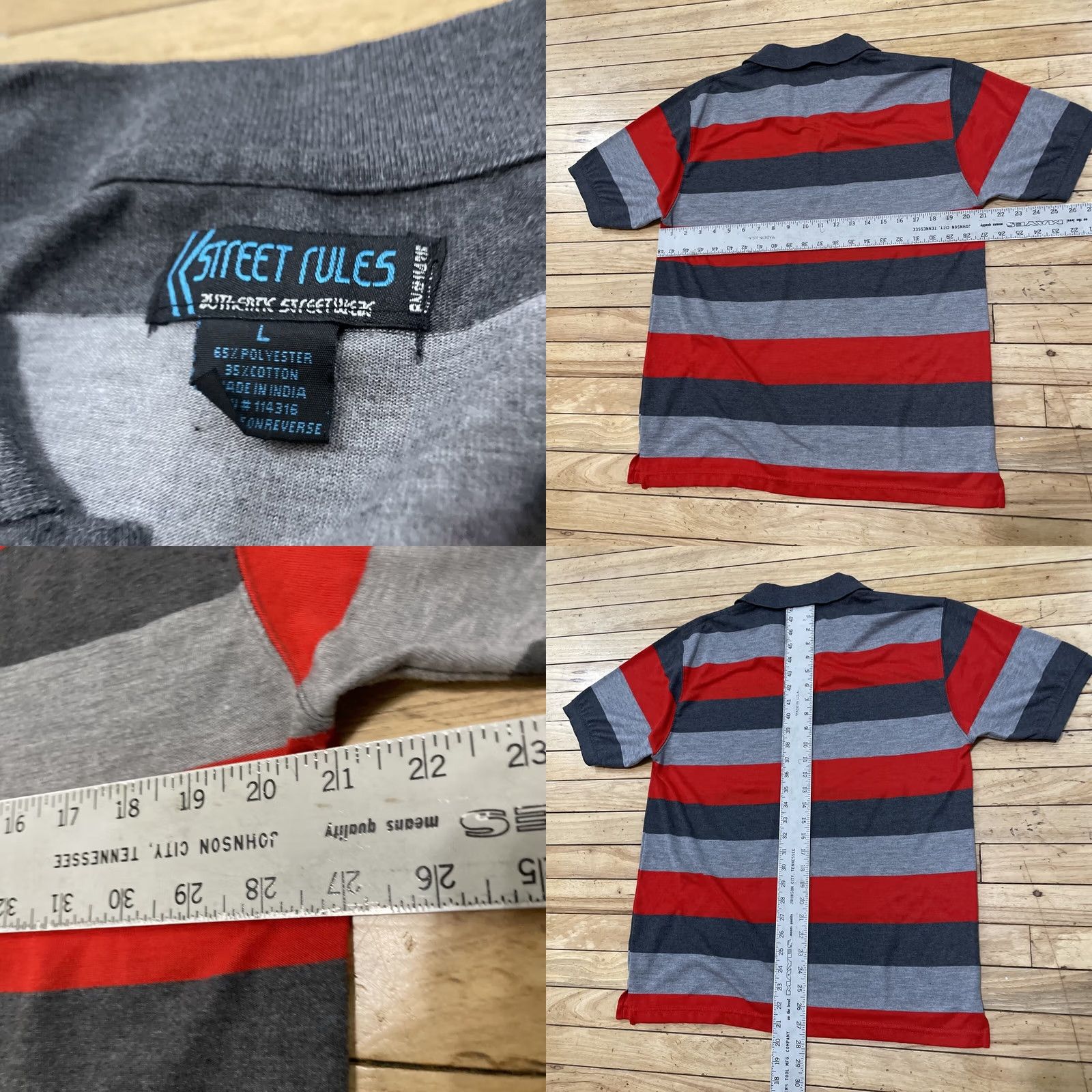 Vintage STREET RULES Polo Shirt Men L Red Gray Striped Classic Preppy Y2k Lion Crest L Size US L / EU 52-54 / 3 - 8 Thumbnail