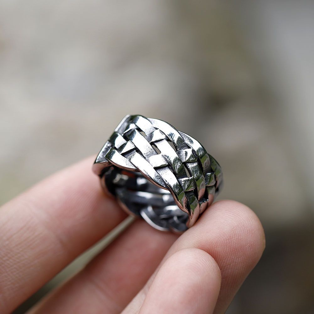 Jewelry × Vintage SIZE 10 316L Steel Nordic Viking Twist Knitting Ring Size ONE SIZE - 4 Thumbnail