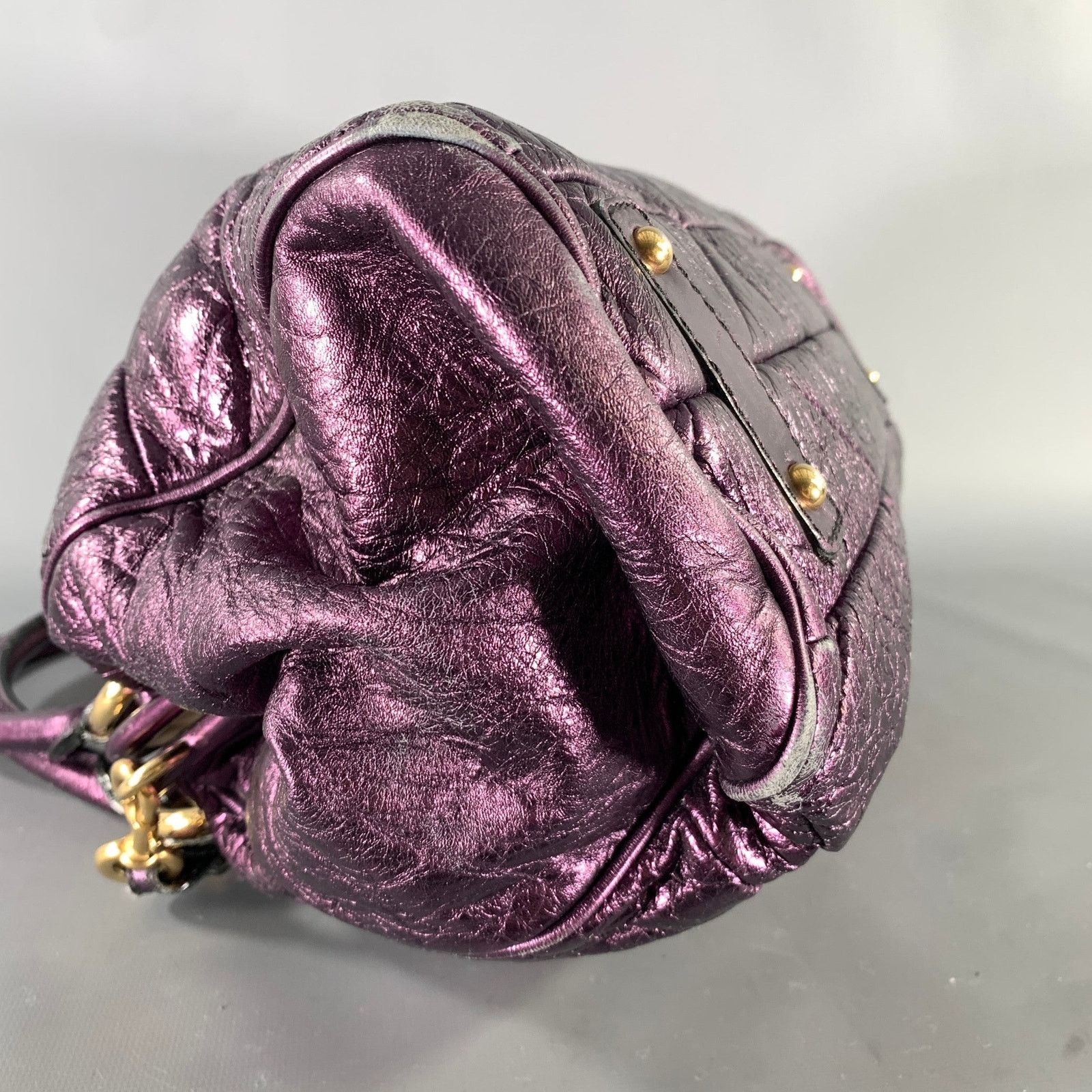 Marc Jacobs MARC JACOBS Purple Metallic Quilted Leather Satchel Size ONE SIZE - 8 Thumbnail