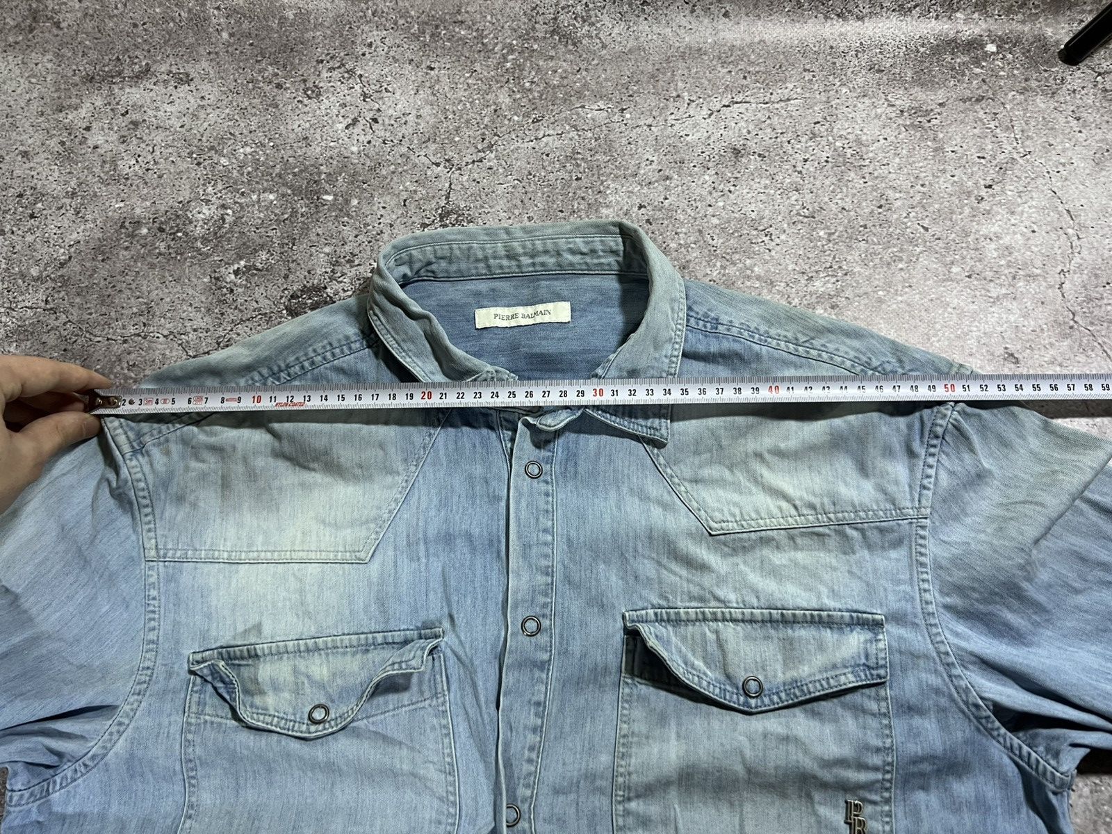 Balmain Vintage Pierre Balmain Denim Button-Up Shirt Long Sleeve Size US L / EU 52-54 / 3 - 13 Thumbnail