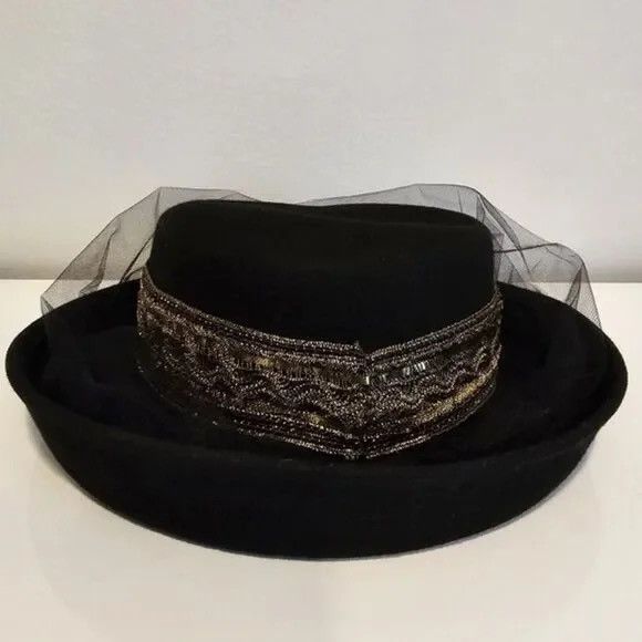Other Vintage Bollman Black Wool Felt Church Derby Hat Size ONE SIZE - 2 Thumbnail