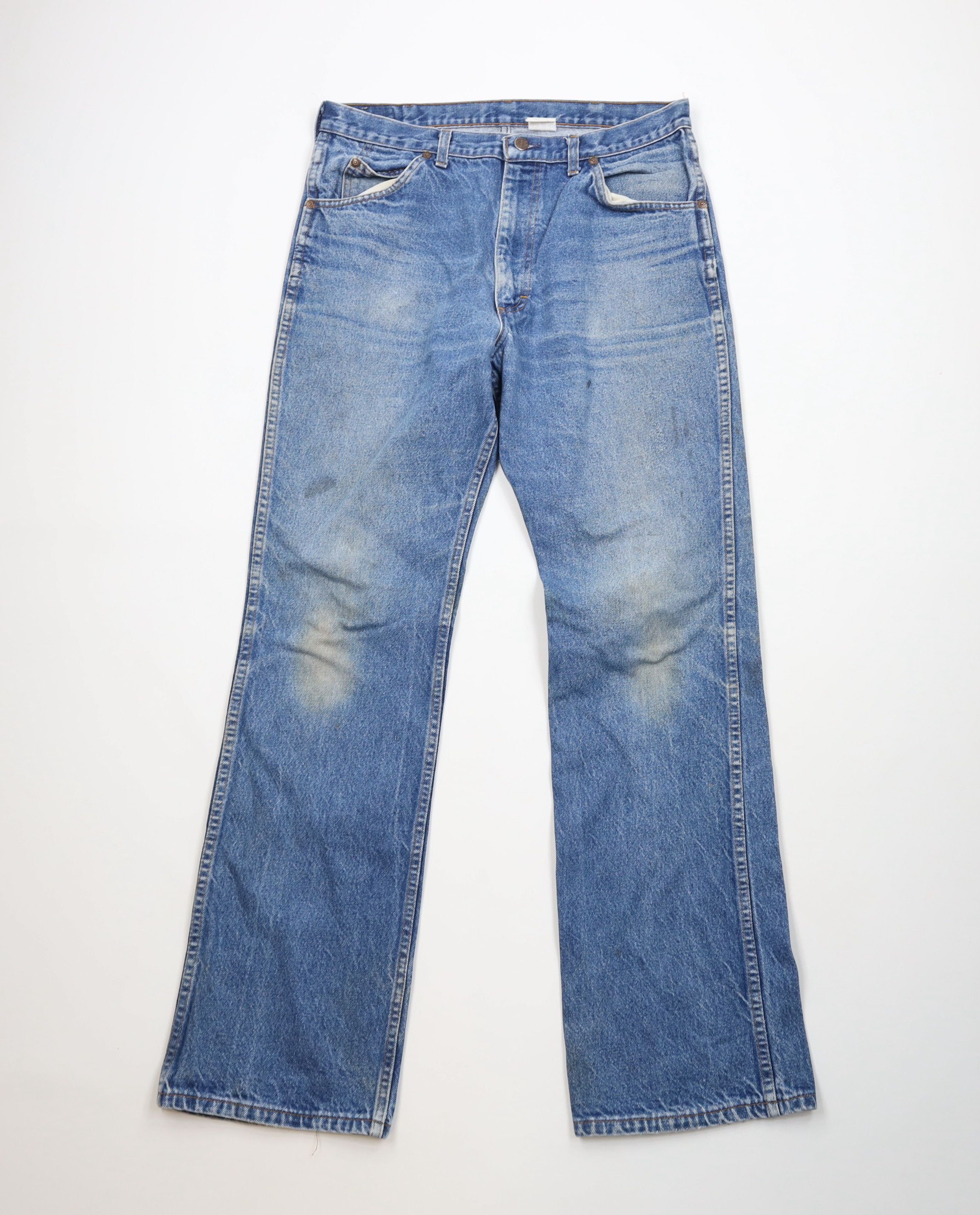 Vintage Vintage 70s Streetwear Flared Wide Leg Denim Jeans Blue USA Size US 34 / EU 50 - 1 Thumbnail