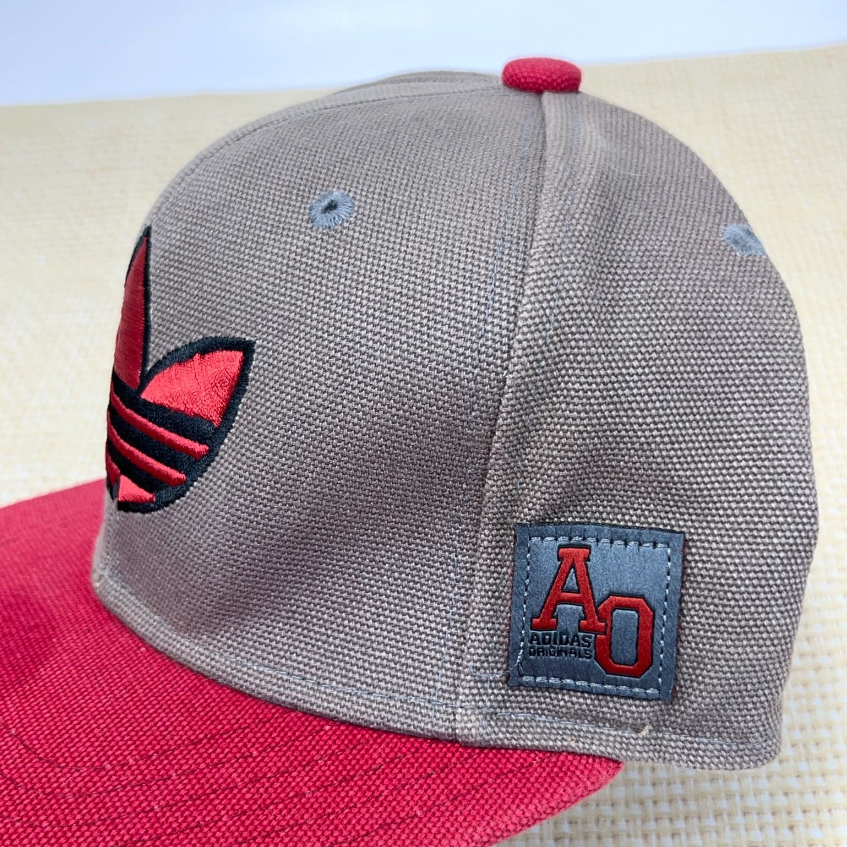 Adidas Adidas Hat Cap Trefoil Black Red Gray Canvas Faded Retro Adult Y2K Strap Back Size ONE SIZE - 4 Thumbnail