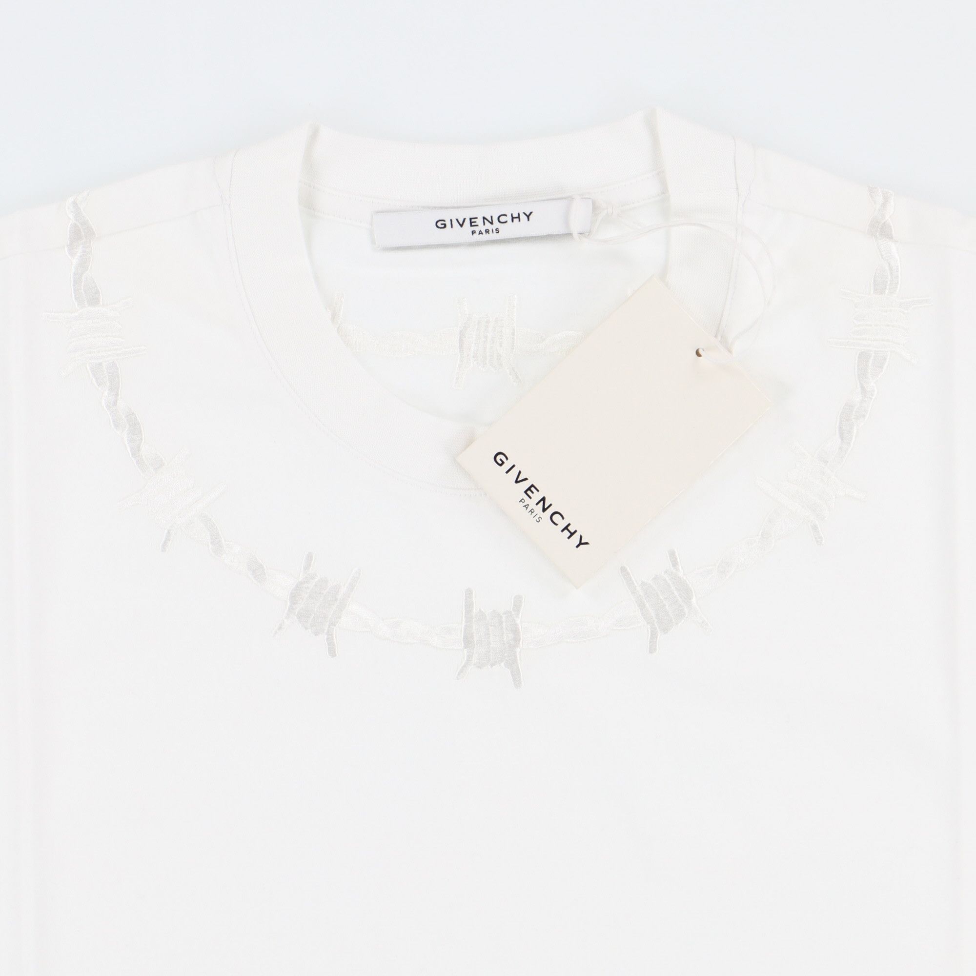 Givenchy White Embroidered Barbed Wire Oversized T-Shirt Size US S / EU 44-46 / 1 - 5 Thumbnail
