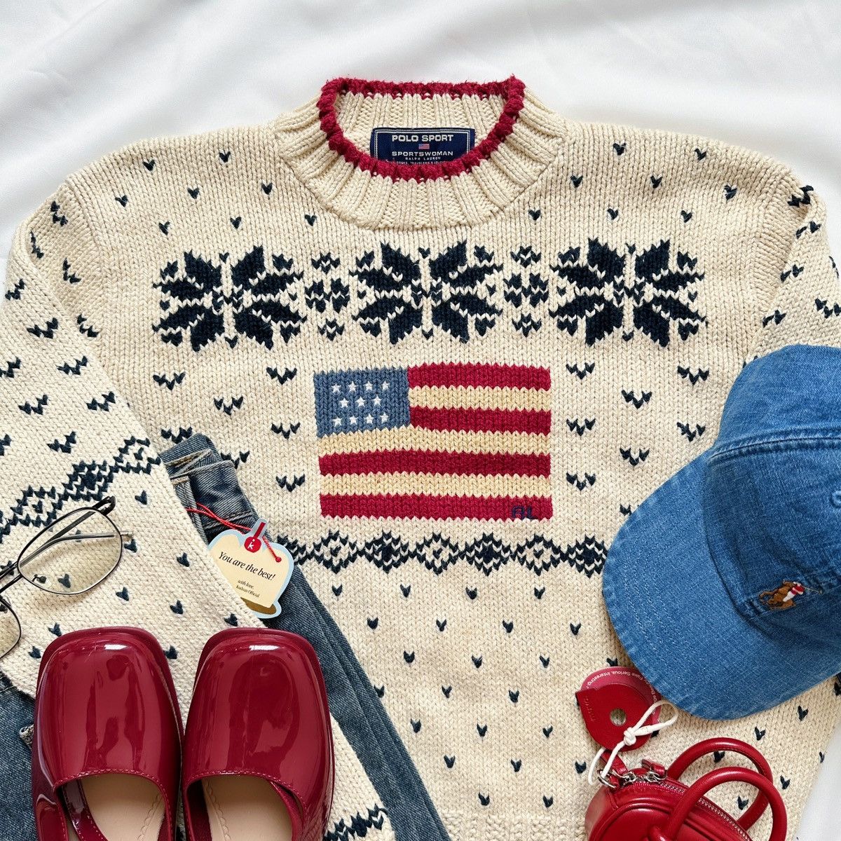 Polo Ralph Lauren ❄️🇺🇸Vintage 90s Ralph Lauren Polo Sportswoman USA Flag 🇺🇸❄️ Size L / US 10 / IT 46 - 4 Thumbnail