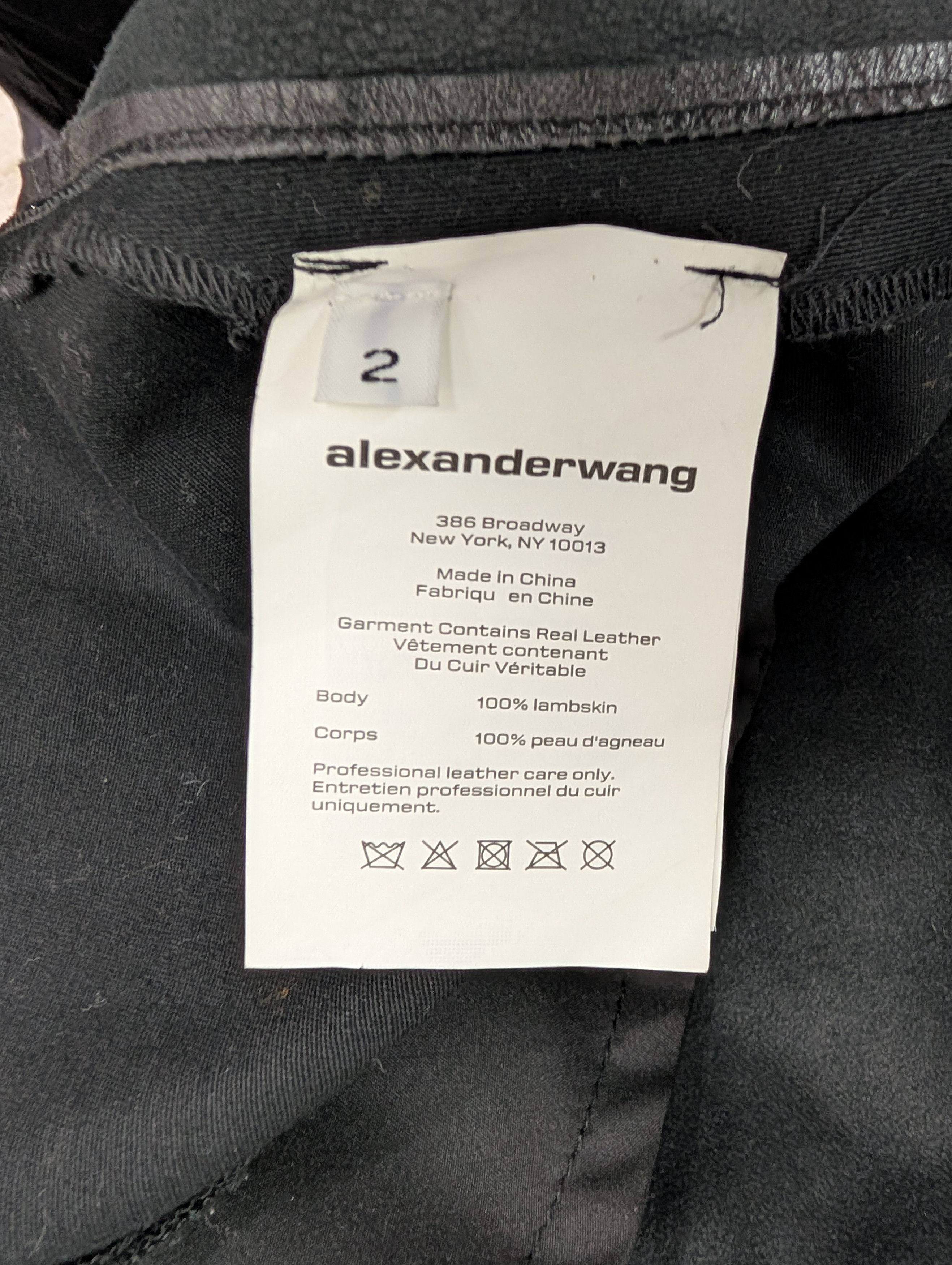 Alexander Wang Black Ruched Lambskin Leather Shirt Jacket Size XS / US 0-2 / IT 36-38 - 9 Thumbnail