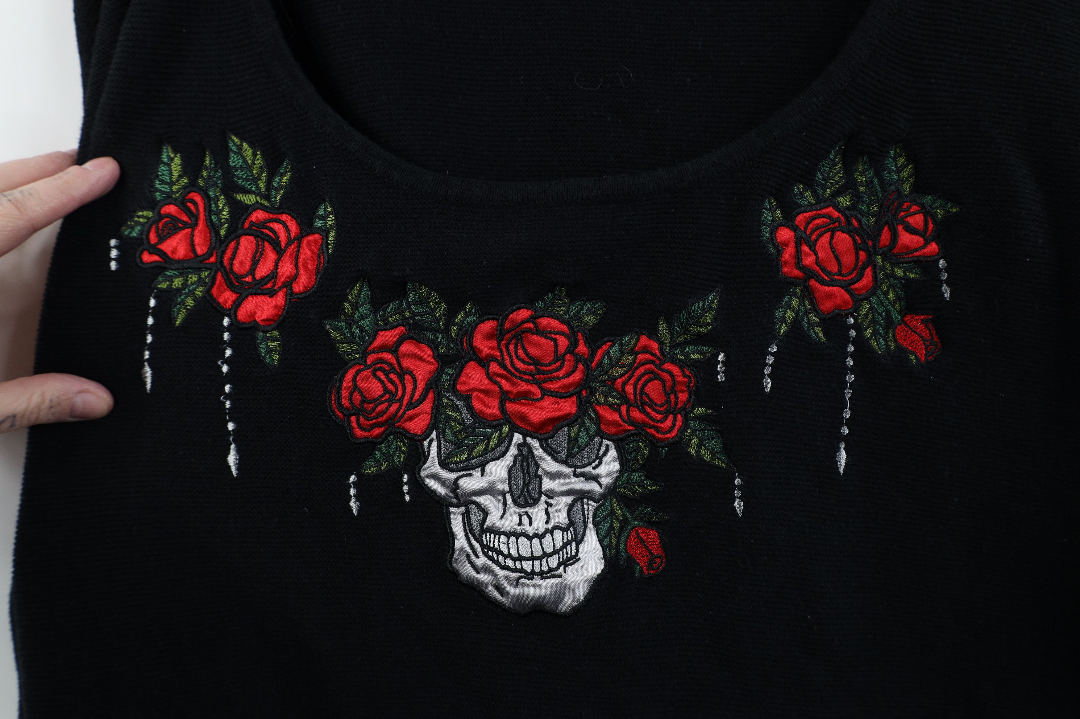 Vintage Vintage Y2K Babydoll Goth Flower Knit Lightweight Sweater Size XL / US 12-14 / IT 48-50 - 4 Thumbnail