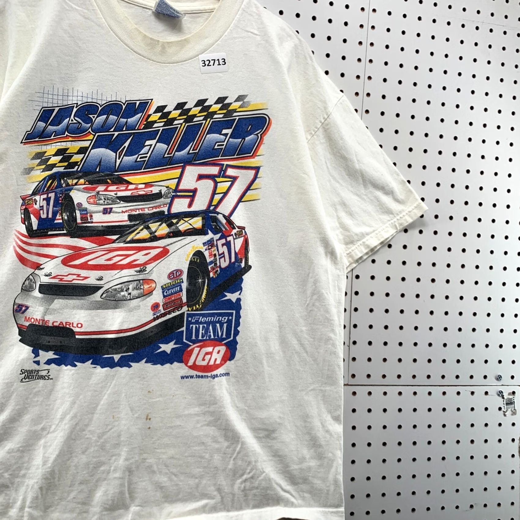 Hanes VINTAGE Jason Keller IGA SHirt WHite Mens XL Car Racing Distressed 24x29.5 Size US XL / EU 56 / 4 - 4 Thumbnail