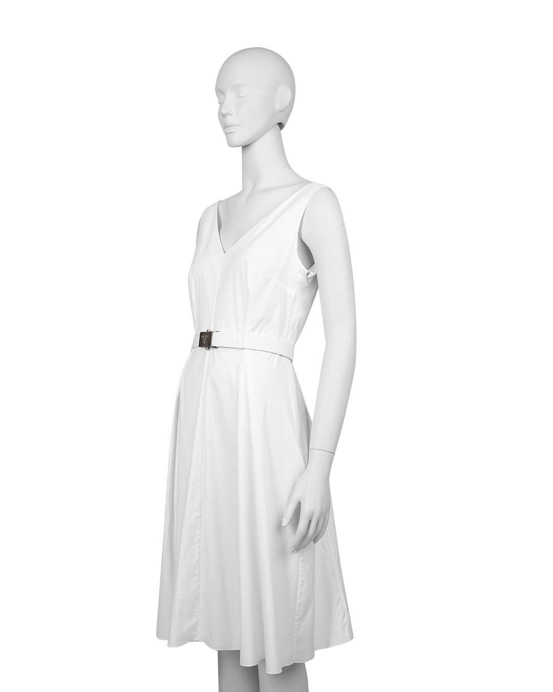 Prada Prada 1995 White Belted Dress Size L / US 10 / IT 46 - 2 Thumbnail