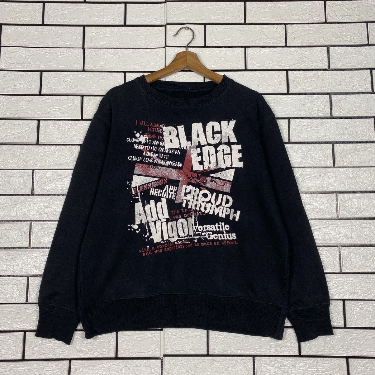 Japanese Brand Punk Design Biker Sweatshirt Black Edge Big Logo Size US M / EU 48-50 / 2 - 2 Thumbnail