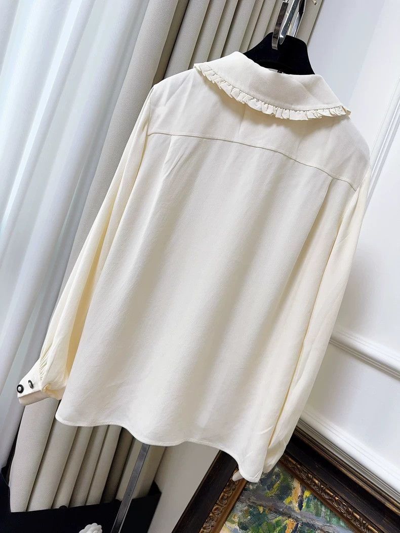 Chanel Chanel 18B beige ruffled doll collar mulberry silk shirt Size XS / US 0-2 / IT 36-38 - 2 Thumbnail