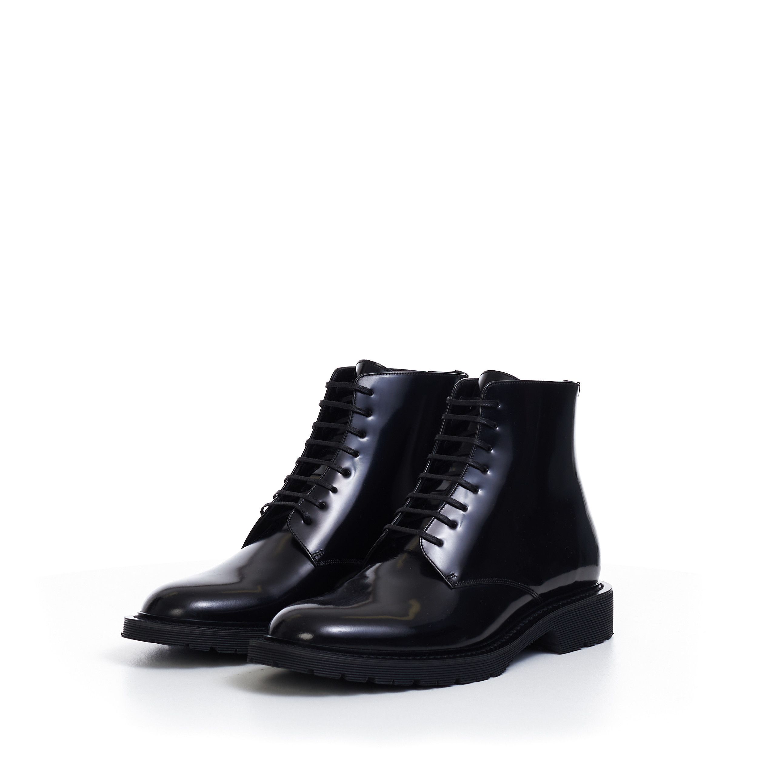 Saint Laurent Paris Army Boots In Shiny Black Calf Leather Size US 7.5 / EU 40-41 - 3 Thumbnail