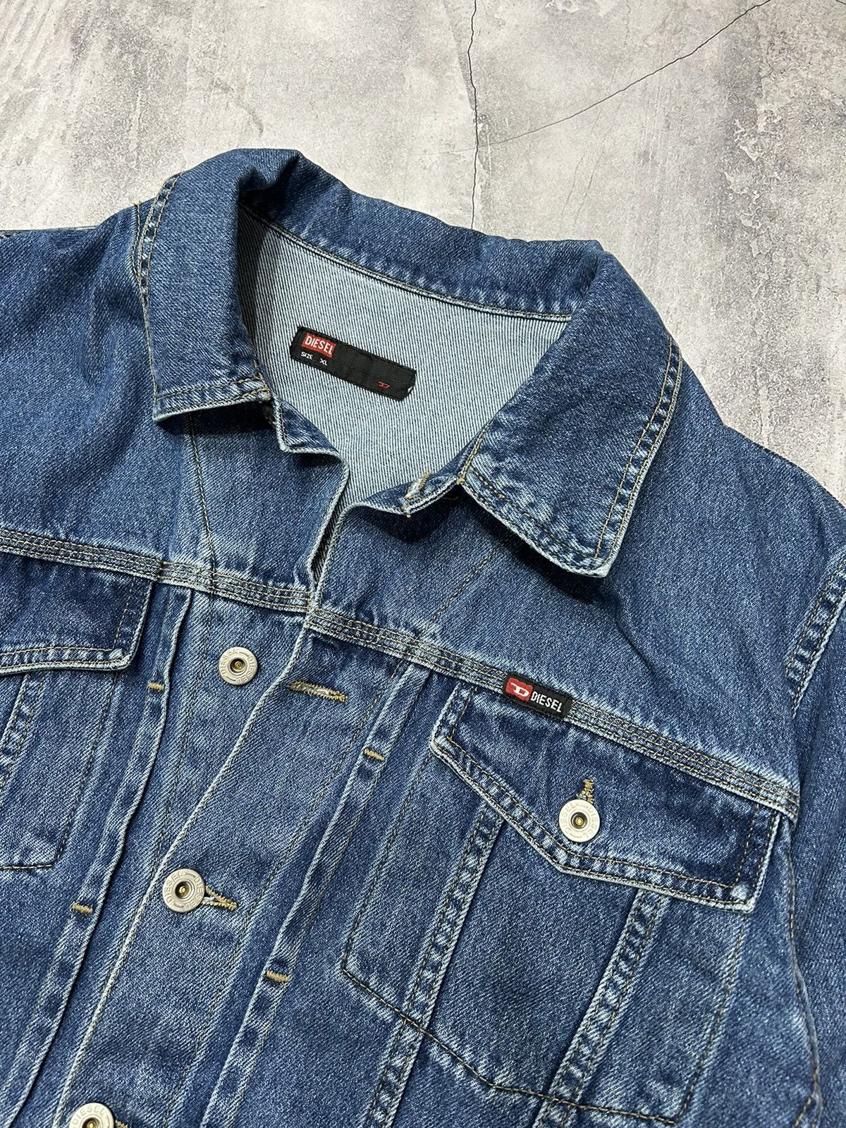 Diesel × Vintage RARE Vintage Denim Distressed Biker Jacket Diesel Y2K Size US XL / EU 56 / 4 - 2 Thumbnail