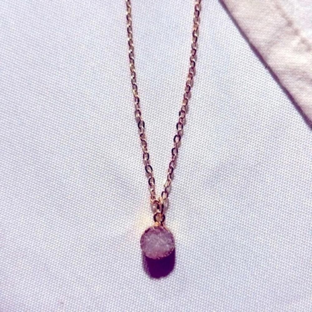 Designer Rose Gold quartz style stone necklace Size ONE SIZE - 1 Thumbnail