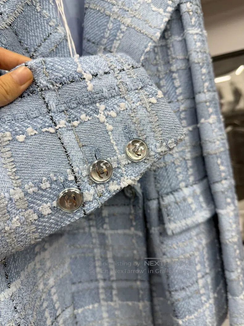 Chanel Chanel Blue plaid tweed coat Size XS / US 0-2 / IT 36-38 - 2 Thumbnail