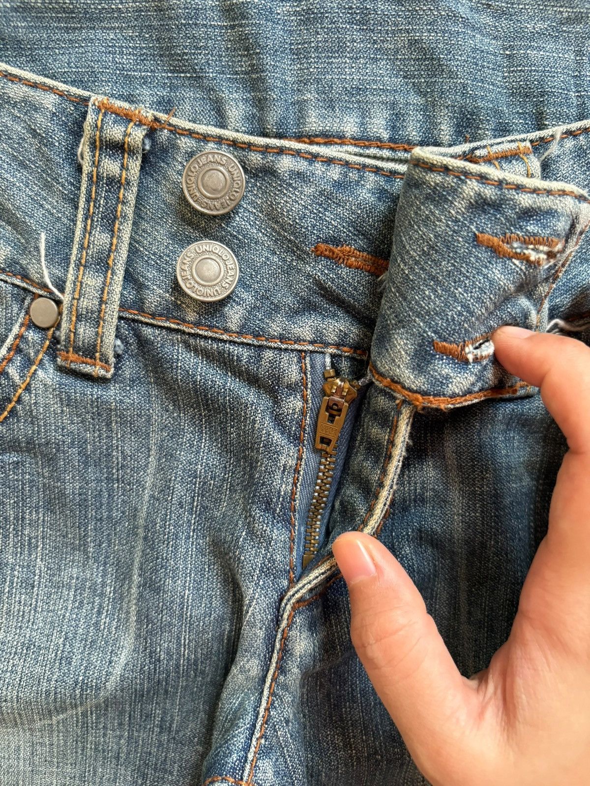 Japanese Brand × Uniqlo Vintage Uniqlo Mud Wash Distressed Bootcut Flare Blue Jeans Size US 28 / EU 44 - 3 Thumbnail