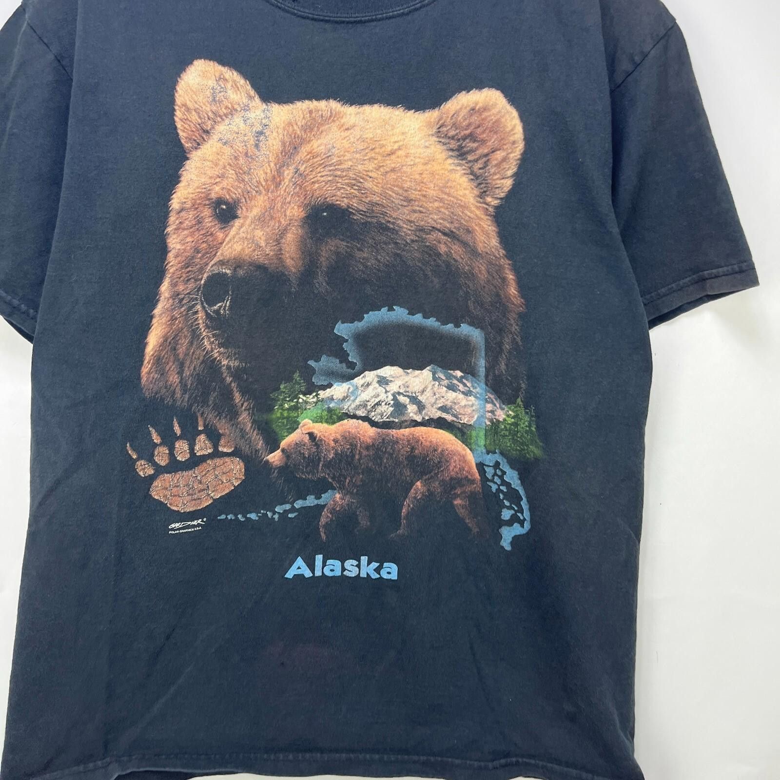 Vintage Vintage 90s Grizzly Bear Alaska Nature Animal T Shirt Large Size US L / EU 52-54 / 3 - 2 Thumbnail