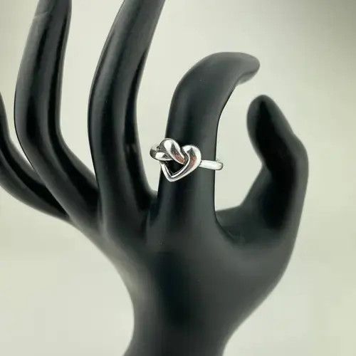 Japanese Brand Heart Adjustable Ring, Love Ring, Sterling Silver Plated Size ONE SIZE - 3 Thumbnail