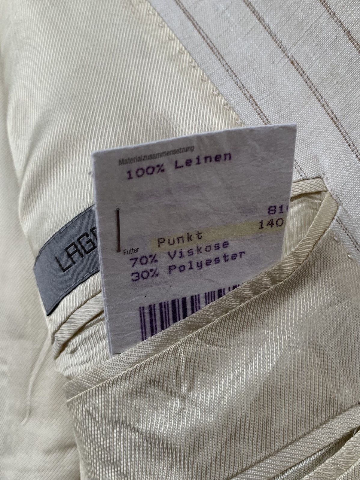 Karl Lagerfeld 🧿linen pinstriped vintage summer blazer beige Size 50R - 6 Thumbnail