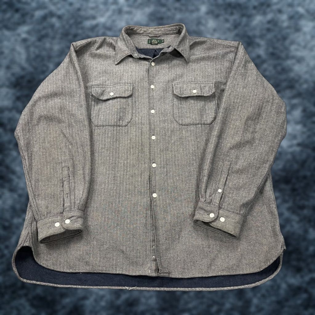 J.Crew VINTAGE J.CREW Shirt Mens XL Brown Herringbone Oarsman Logo Cotton Flannel 90s Size US XL / EU 56 / 4 - 1 Thumbnail
