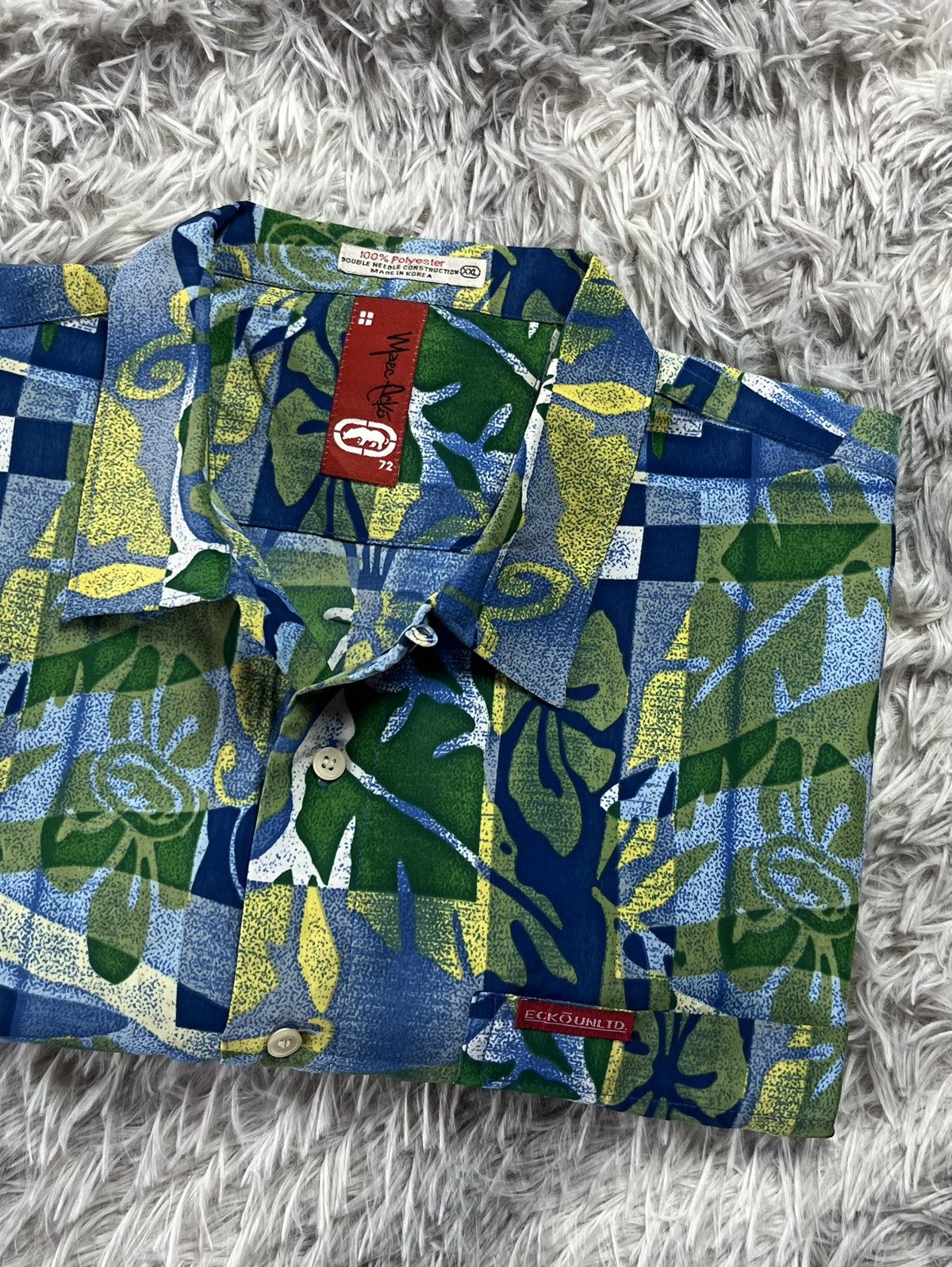 Ecko Unltd. Vintage 90’s Marc Ecko Men‘s Blue & Green Hawaiian Shirt Size US XXL / EU 58 / 5 - 2 Thumbnail