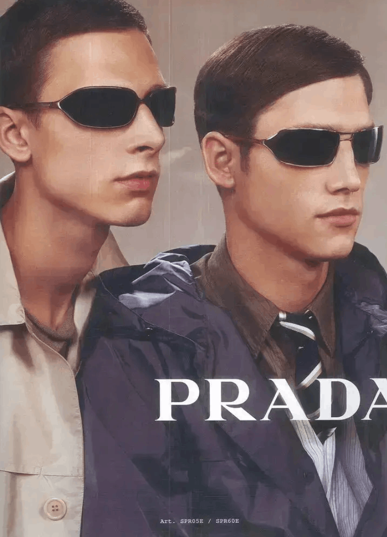 PRADA Sunglasses Rimless Sport Metal Frame Shield Wrap
