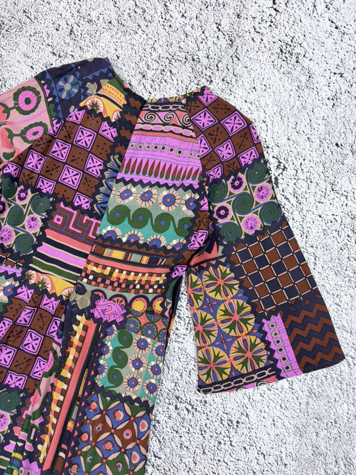 Jean Paul Gaultier NWT Desigual Boho Patchwork Style Bell Sleeve Mini Dress Size S / US 4 / IT 40 - 13 Thumbnail