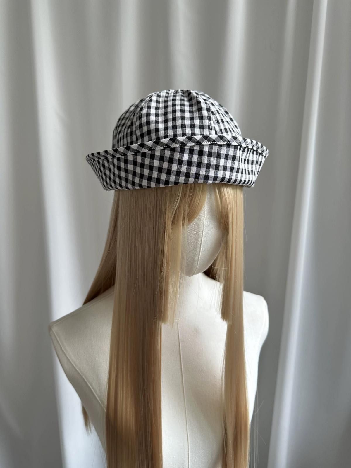 Japanese Brand Retro Black White Plaid Beret Sailor Hat Y2K French Girl OS Size ONE SIZE - 2 Thumbnail