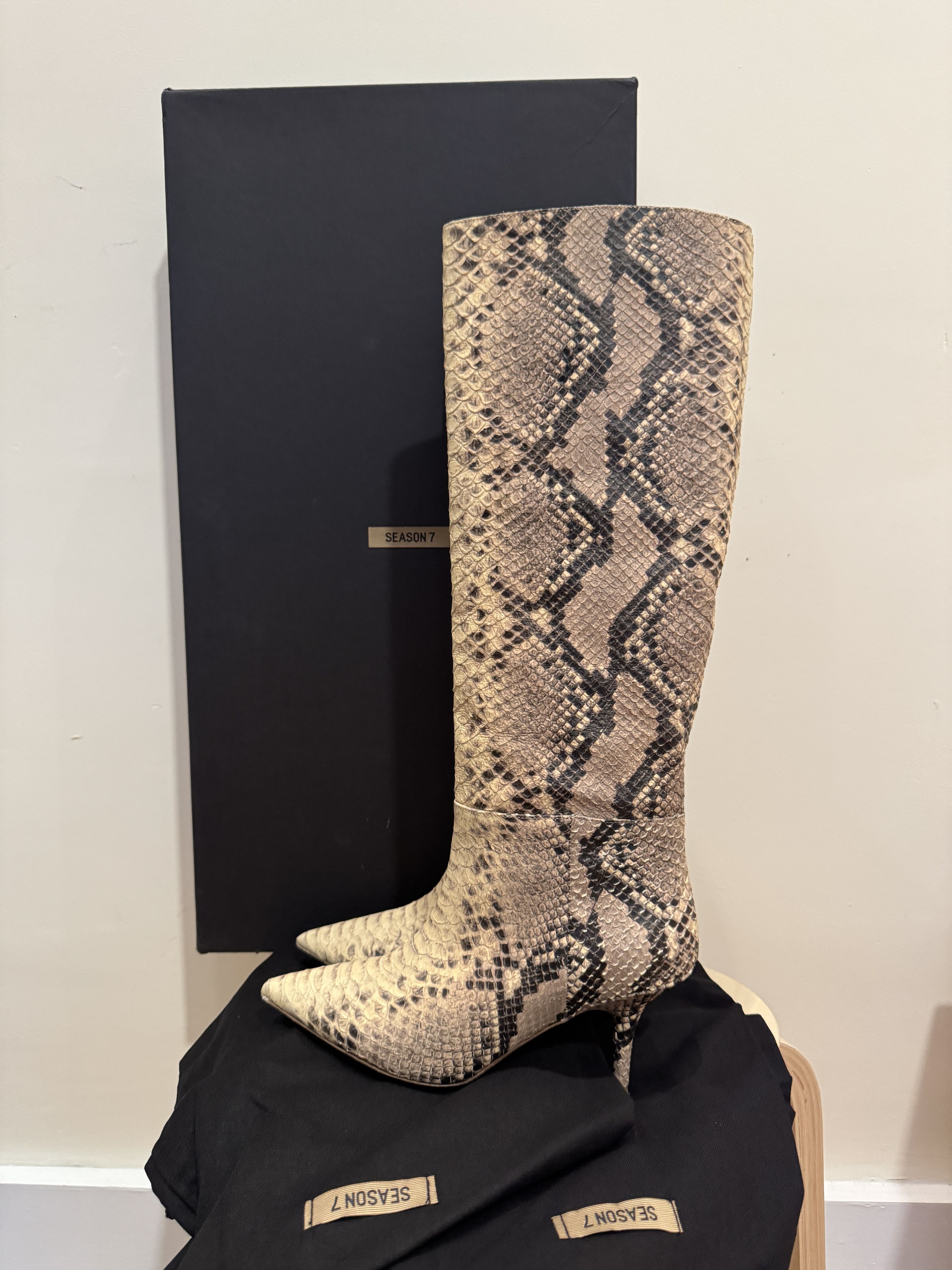 Kanye West x Yeezy Season 7 Roccia Mesa Embossed Leather Knee High 37 Shoes, Women's