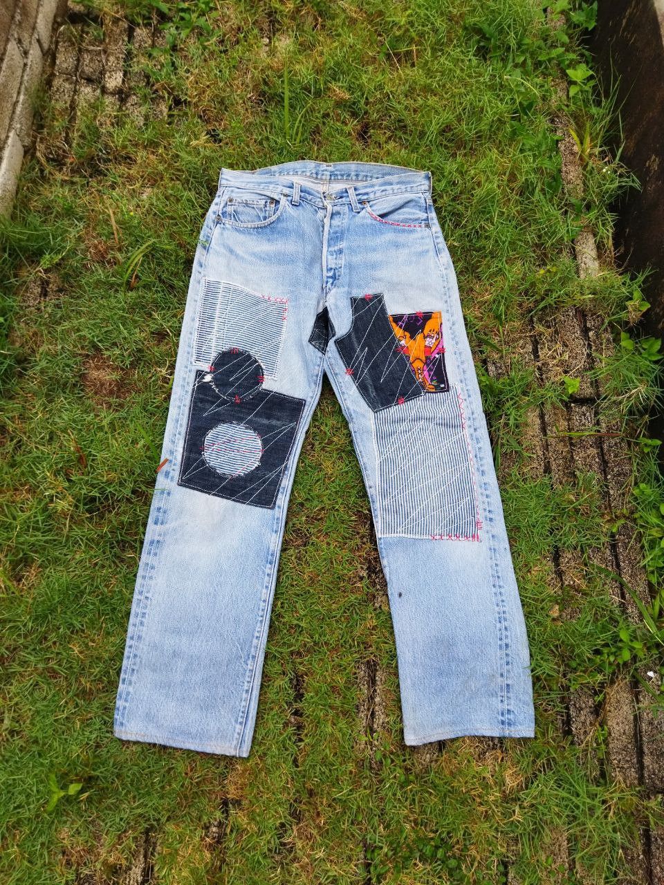 Levi's Vintage Clothing Levis Vintage 501 Redline Custom Boro Patchwork Jeans Size US 34 / EU 50 - 2 Thumbnail