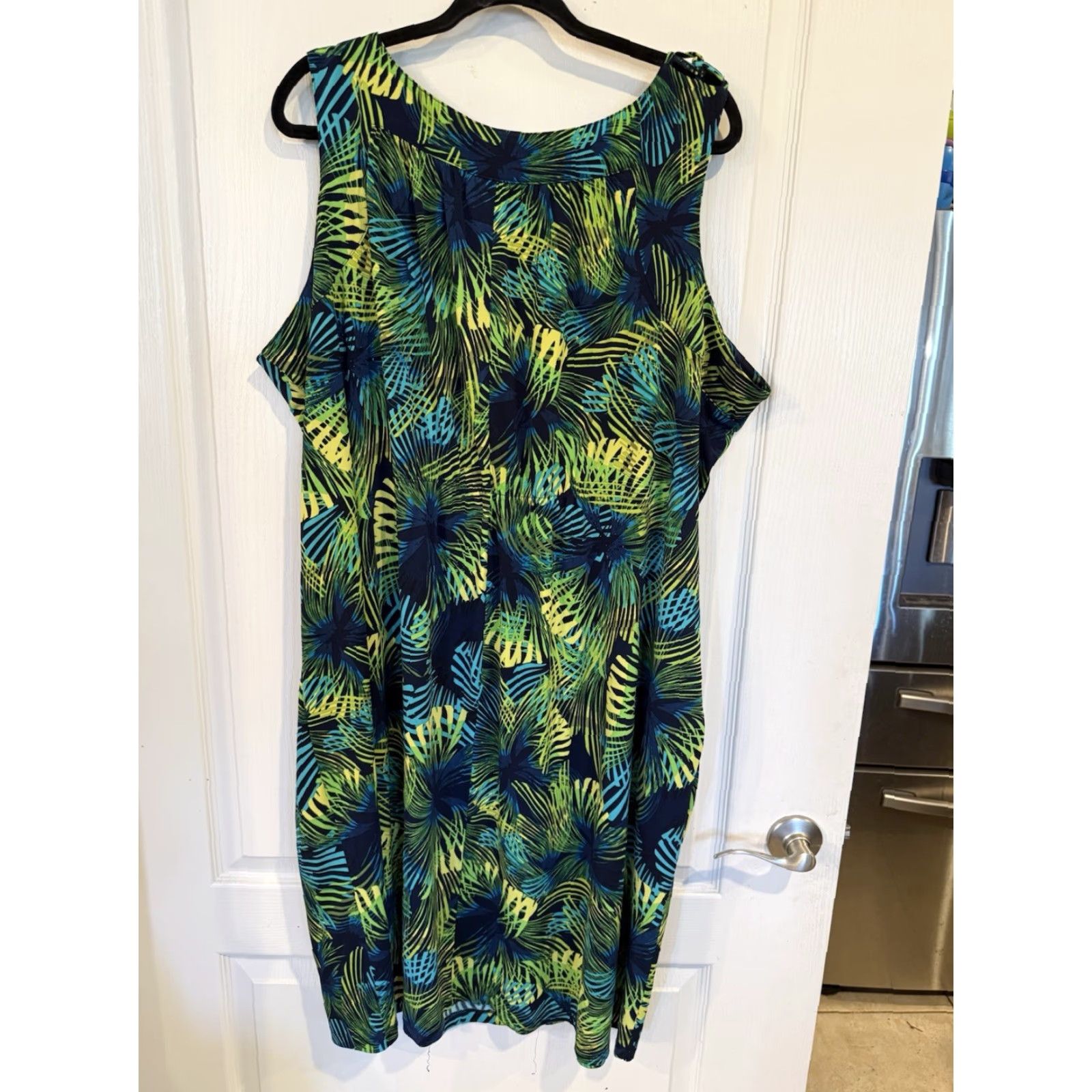 Vintage Catherines Dress Shift Midi Sleeveless A-line Blue Aqua Green Plus 3X 22/24W Womens Size XXL / US 16-18 / IT 52-54 - 4 Thumbnail