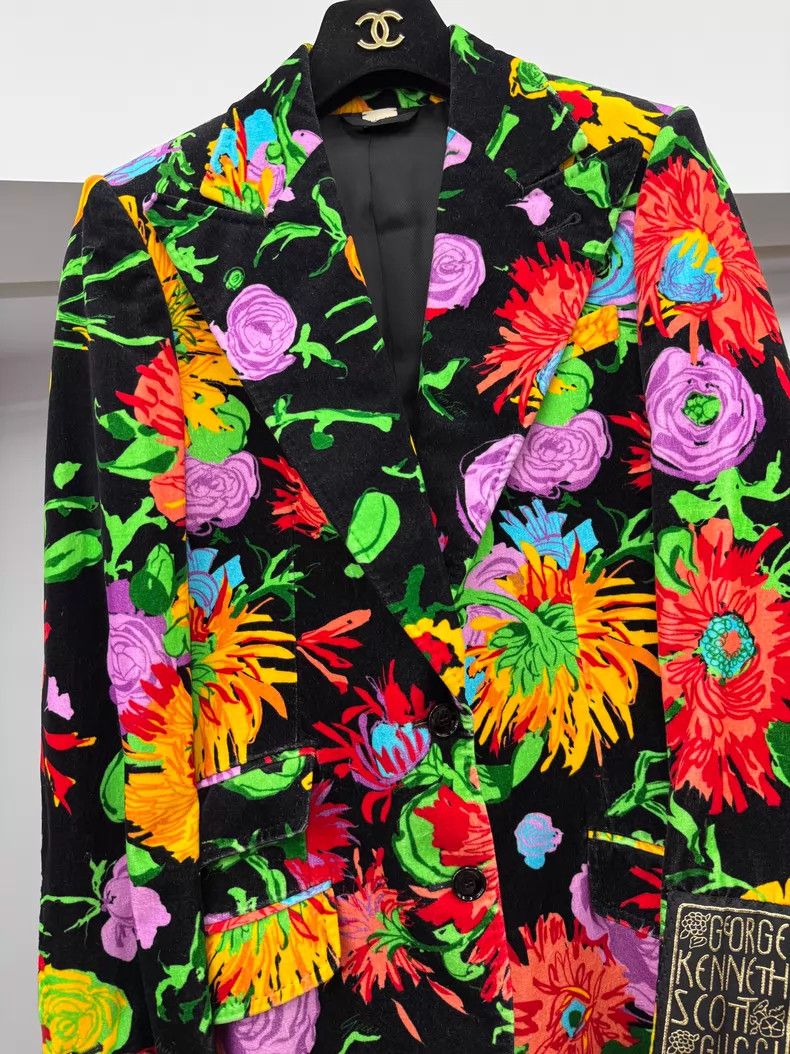 Gucci Gucci Colorful printed black velvet fabric suit jacket Size XS / US 0-2 / IT 36-38 - 2 Thumbnail