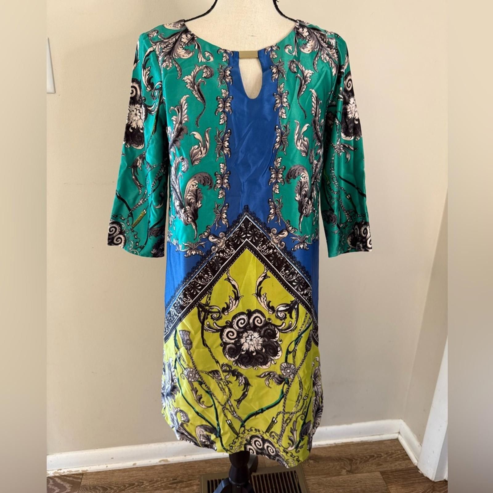 Other Gabby Style ornate midi dress leaf pattern keyhole neck SZ 4 Size S / US 4 / IT 40 - 1 Thumbnail