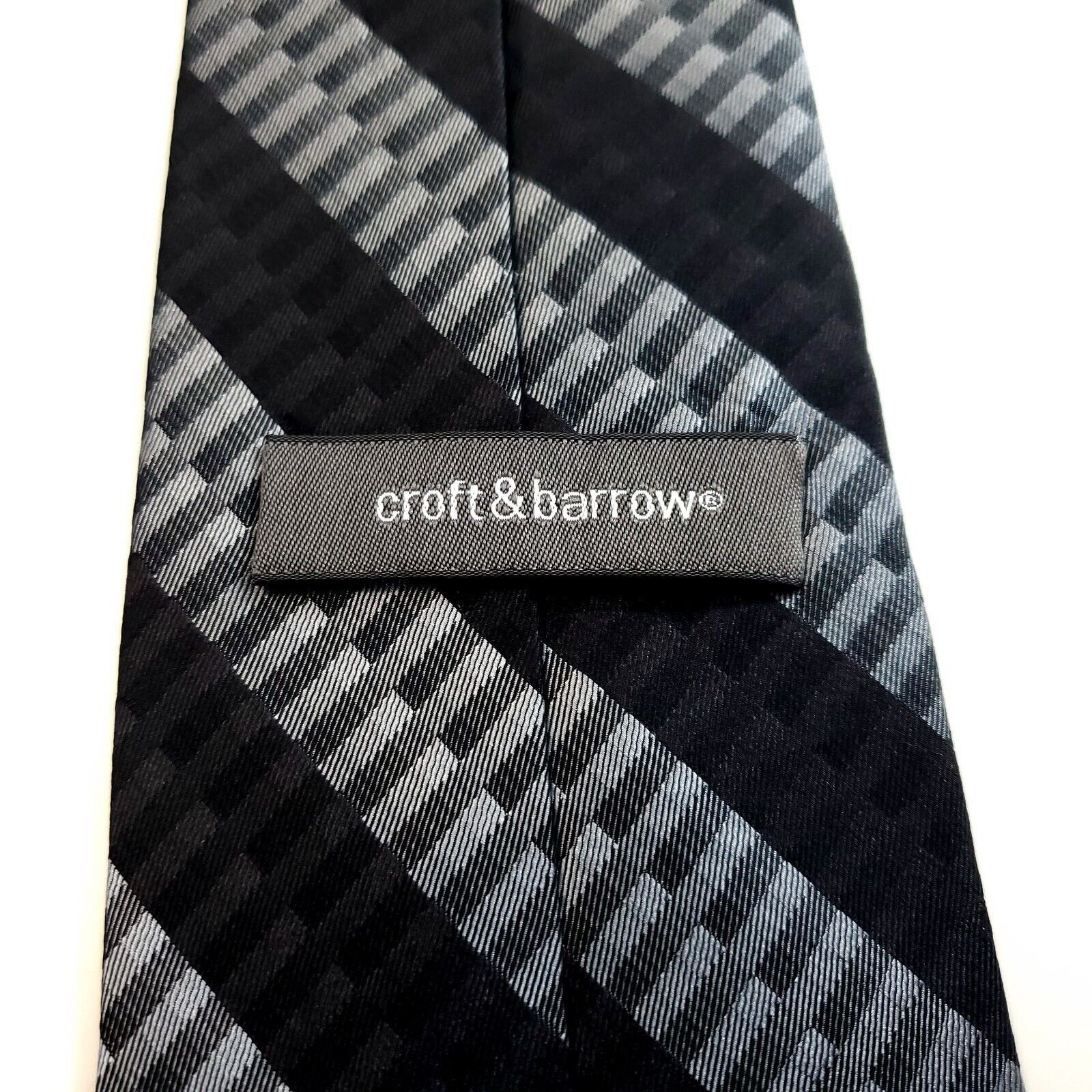 Croft & Barrow Croft & Barrow Black Gray Geometric Woven Silk Tie Size ONE SIZE - 3 Thumbnail