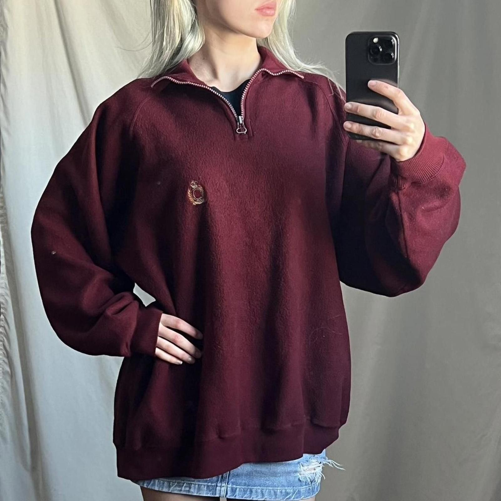 Bugle Boy Burgundy vintage 90s quarter zip sweatshirt Size XL / US 12-14 / IT 48-50 - 7 Thumbnail