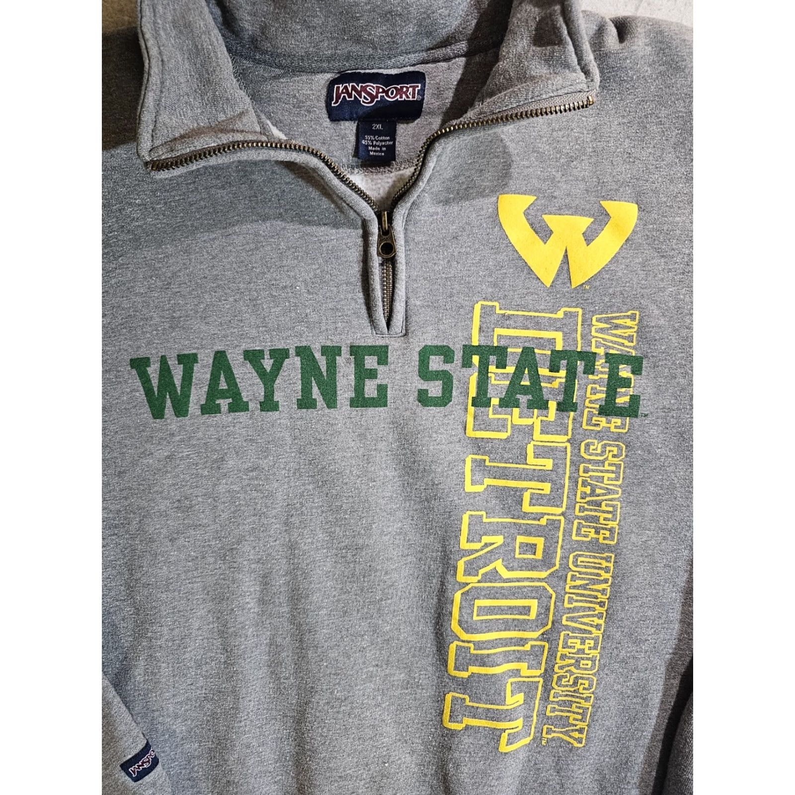 Jansport Jansport Wayne State University Gray 1/4 Zip Pullover Sweatshirt Adult XXL Regular Size Gray Logo College Men Men Clothing Size US XXL / EU 58 / 5 - 5 Thumbnail