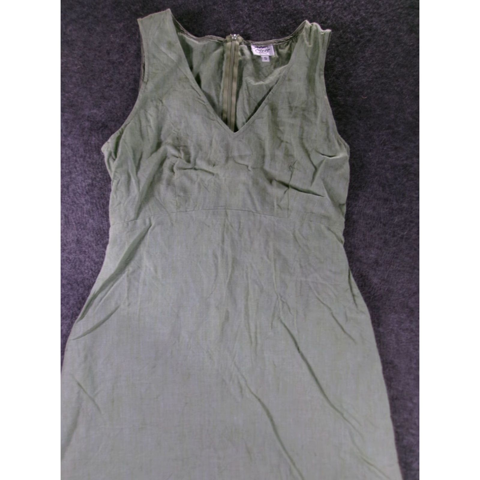 Vintage Margaret OLeary Dress Women Small Green Linen Fringe Lagenlook Boho Resort Day Size S / US 4 / IT 40 - 2 Thumbnail