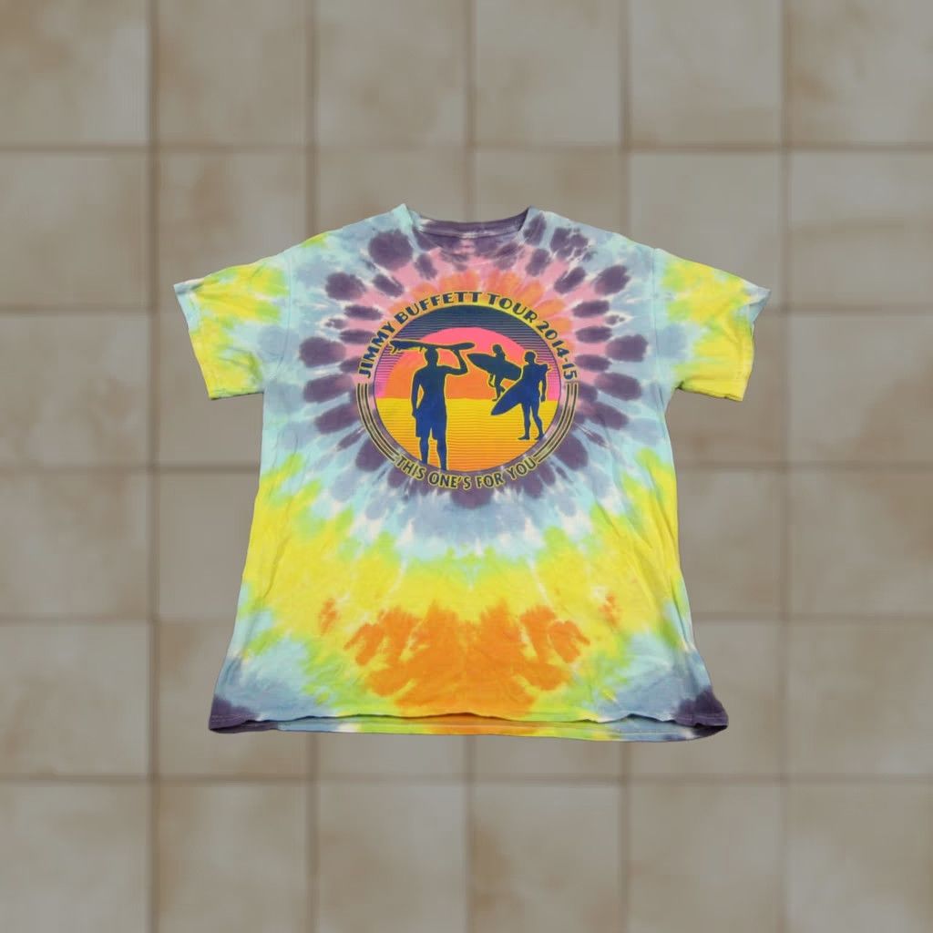 Vintage Jimmy Buffet Shirt Mens Small Yellow Blue Tie Dye Tour 2014-15 Farewell Y2K Size US S / EU 44-46 / 1 - 1 Thumbnail