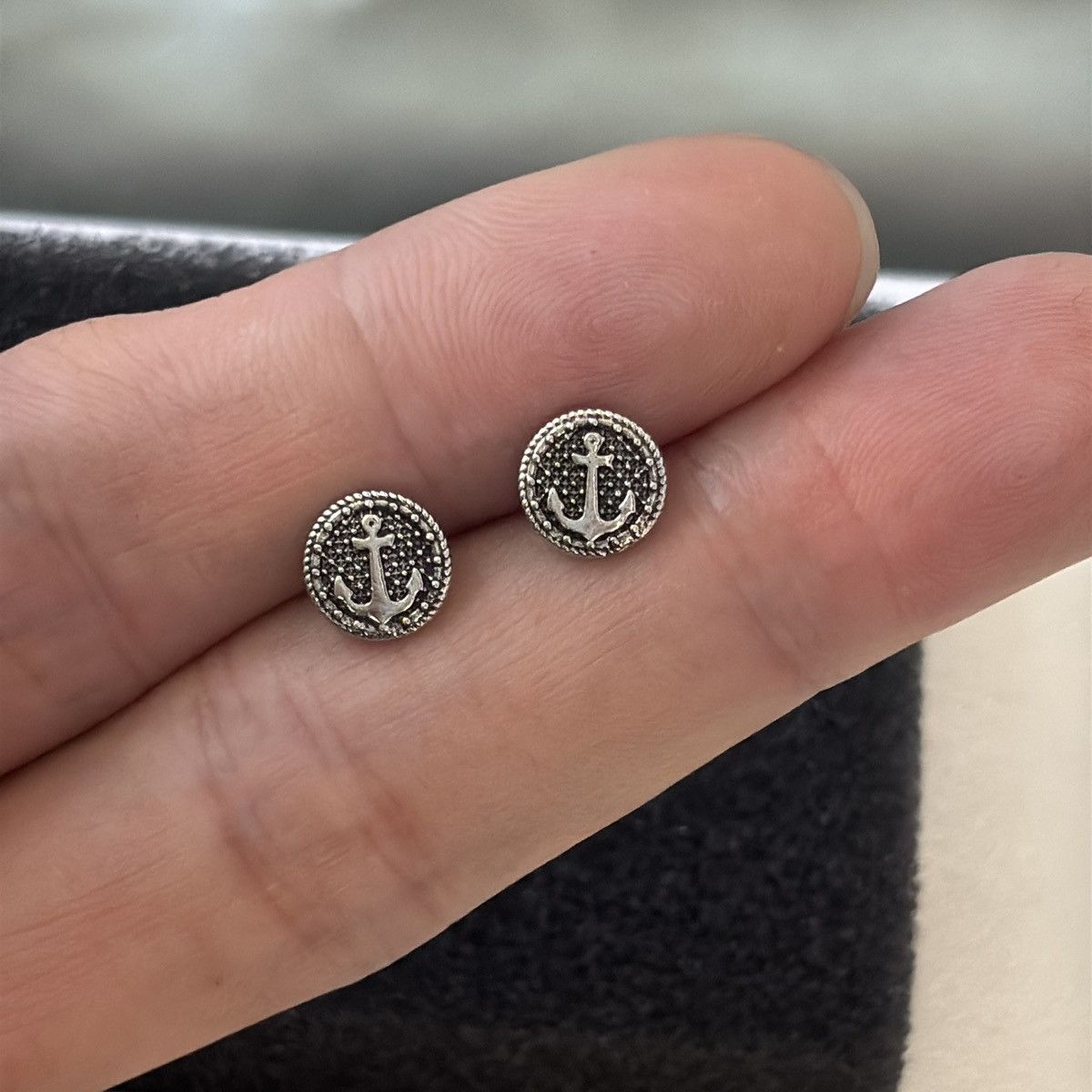 Other 8mm Small Anchor Stud Earrings for Men Women Hip Hop Unisex Size ONE SIZE - 1 Thumbnail