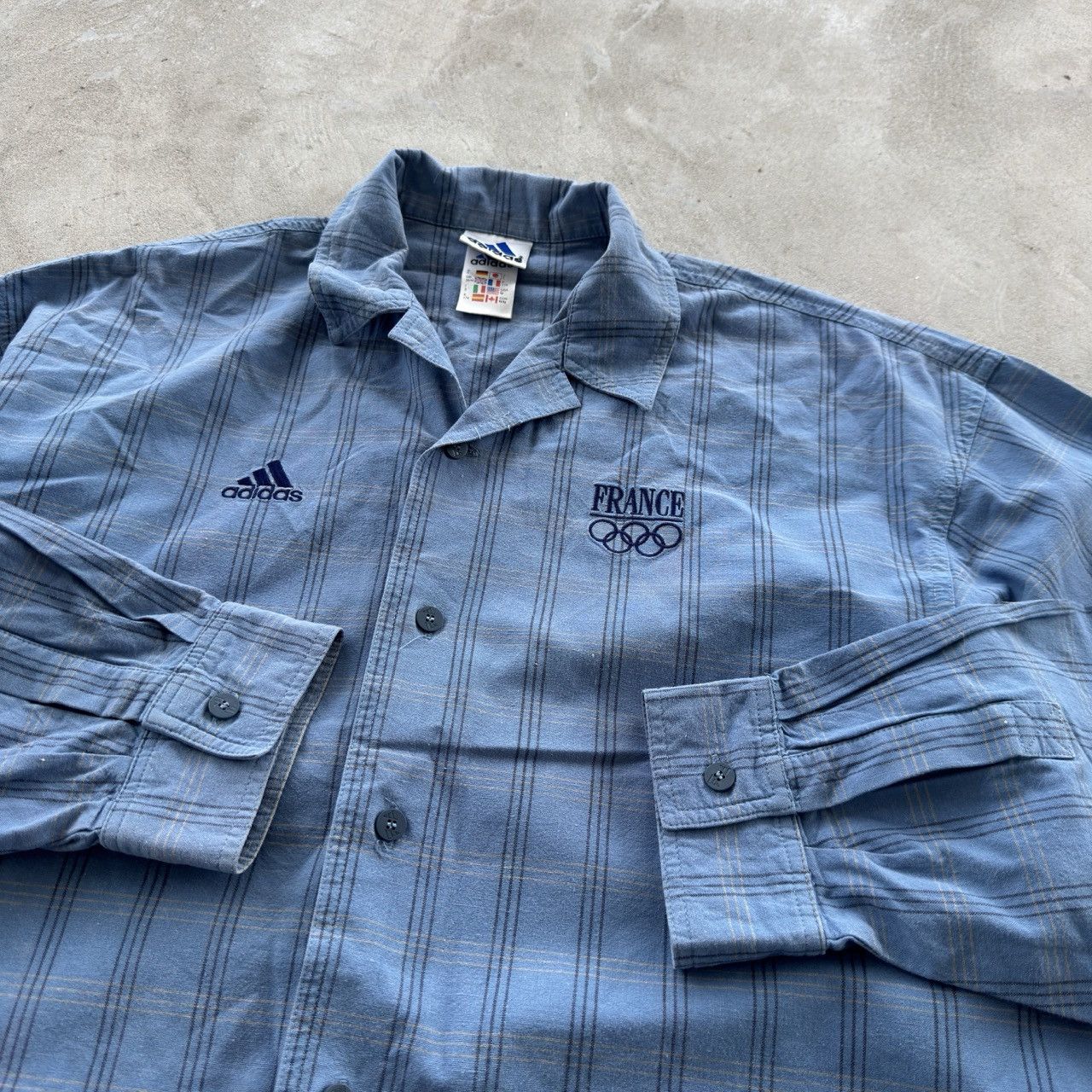 Adidas Vintage Adidas France Olympic Plaid Long Sleeve Shirt Size US M / EU 48-50 / 2 - 4 Thumbnail