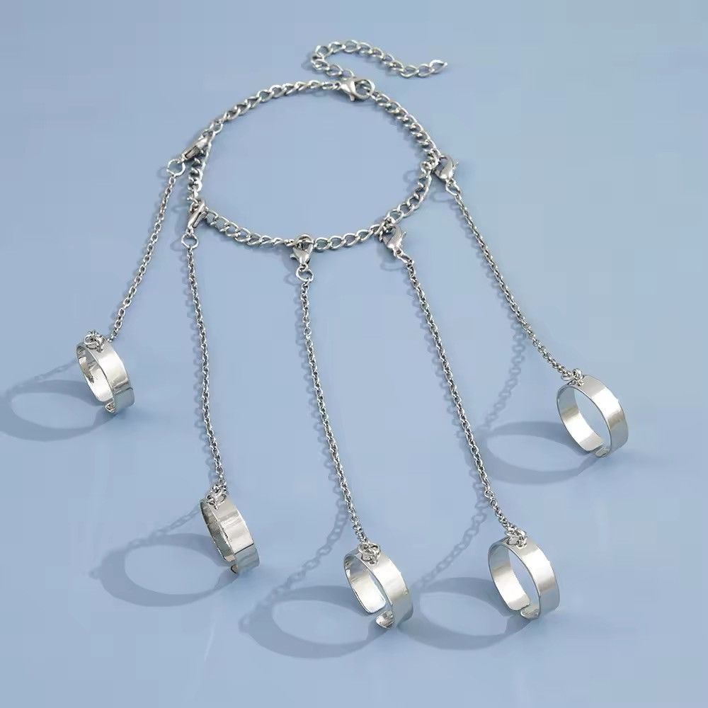Jewelry × Vintage 1 set Adjustable Ring & Bracelet With Chain Size ONE SIZE - 3 Thumbnail