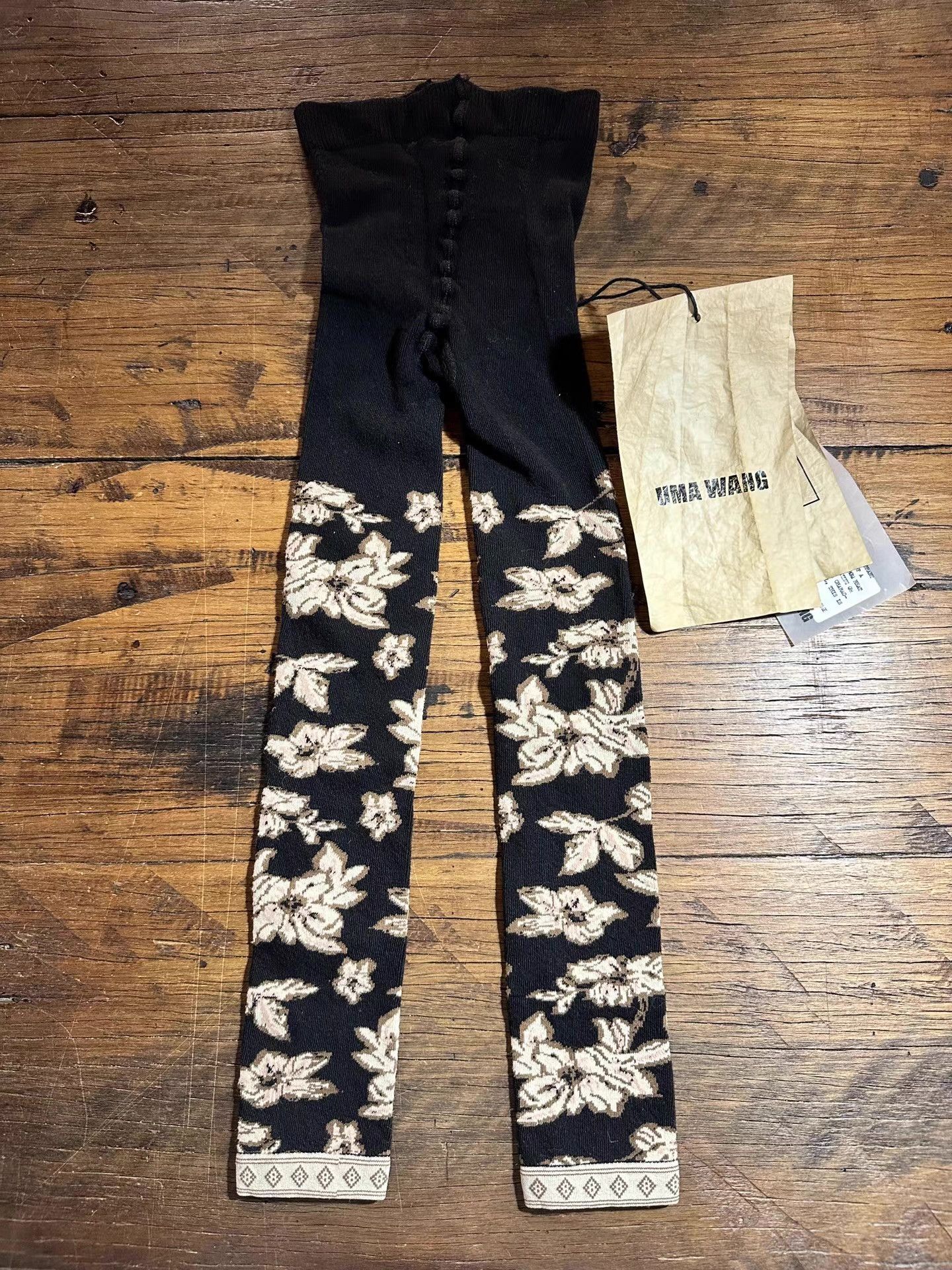 Uma Wang UMA WANG 17FW Women’s Black/Tan Floral Leggings Ｑ25 Size 38" / US 16 / IT 52 - 1 Thumbnail