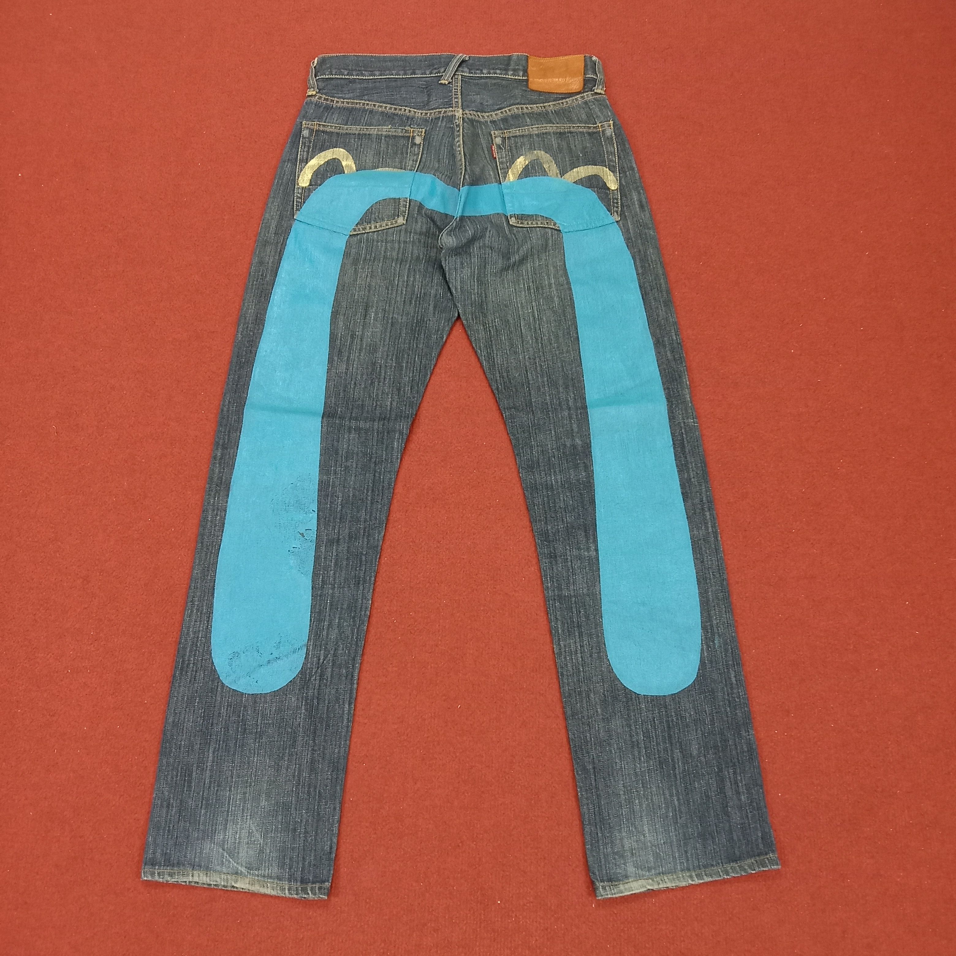 Pre-owned Evisu X Vintage Evisu Jeans Streetwear Custom Daicock In Blue Jean