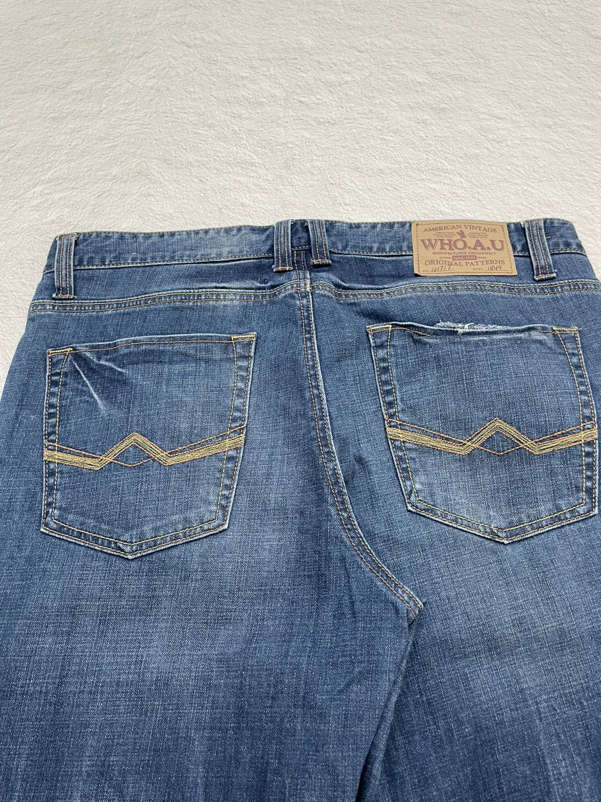 Japanese Brand 2000s WHO.A.U Japan Denim Faded Lightning Jeans Y2k Size US 34 / EU 50 - 10 Thumbnail