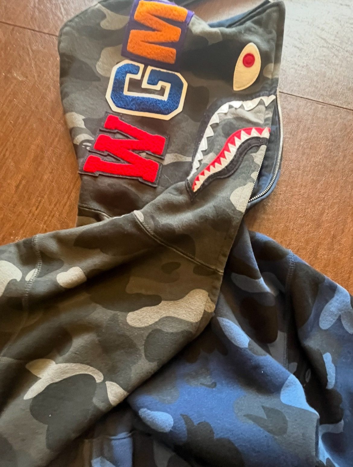 Bape BAPE Separate Shark Hoodie Blue & Black Camo Size US M / EU 48-50 / 2 - 2 Thumbnail
