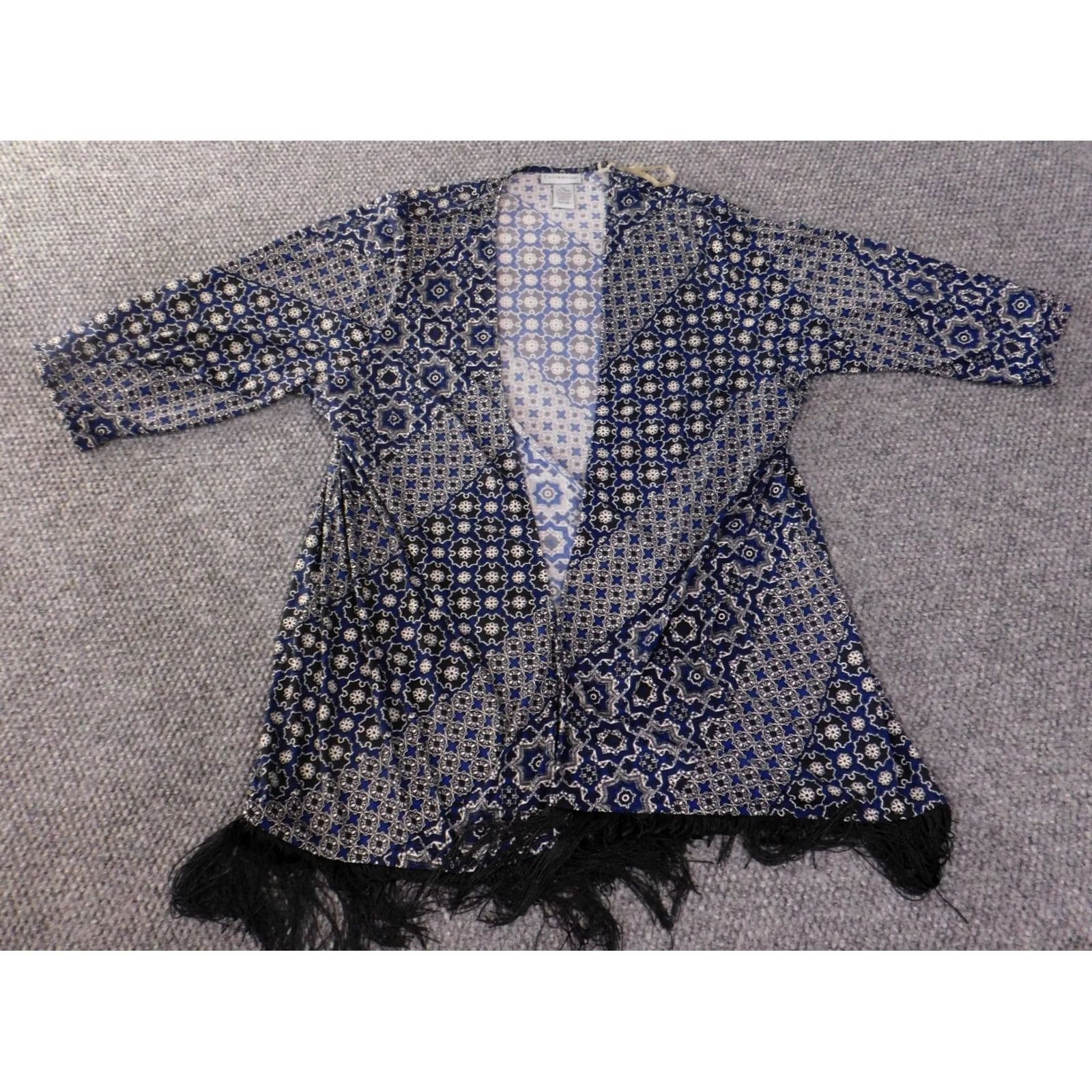Vintage Catherines Top Blouse Blue 0X Women Polyester Spandex Round Neck Long Sleeve Pullover Casual Size XL / US 12-14 / IT 48-50 - 2 Thumbnail