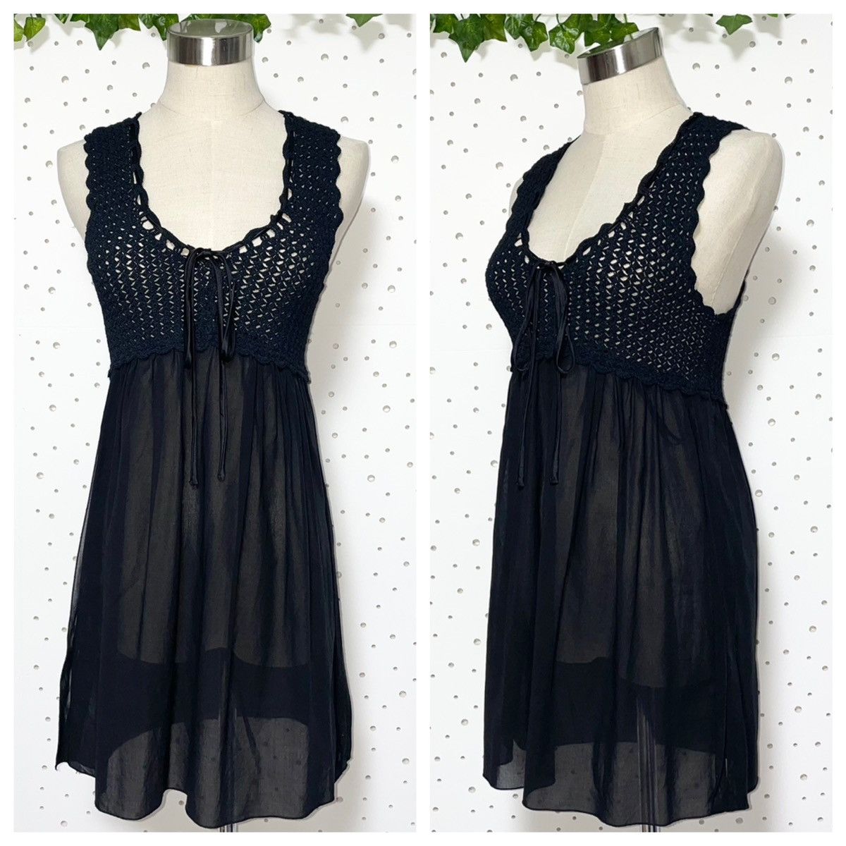 Dolce & Gabbana Dolce&Gabbana Ribbon Lace See-through Tunic Dress 40 Black Size S / US 4 / IT 40 - 4 Thumbnail