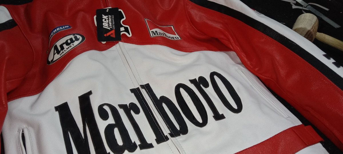 Genuine Leather × Marlboro Vintage Men’s Red and White Rare Marlboro Motorcycle Jacket Size US S / EU 44-46 / 1 - 9 Thumbnail