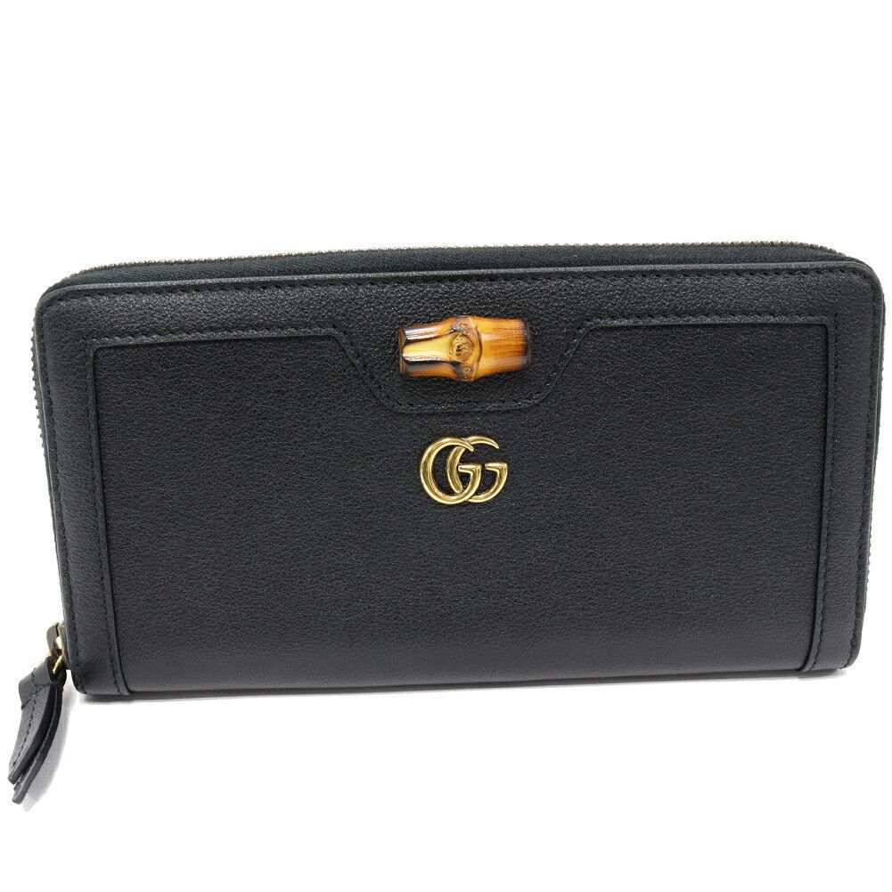 Gucci Gucci GG Marmont Diana Bamboo Calf Zip Around Wallet Leather Long Wallet 658634 DUTY FREE for USA