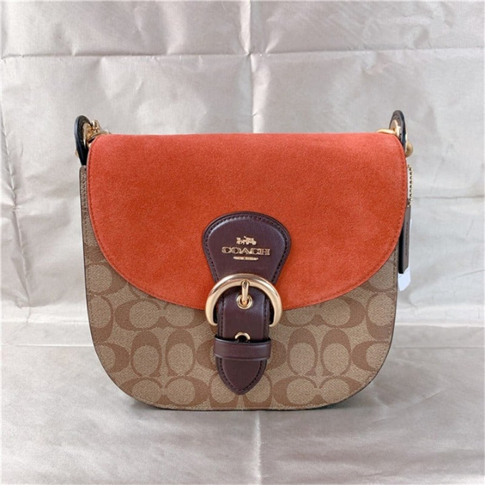 image of Coach C5692 Kleo Shoulder Bag 23 In Sig In Khaki Multi in Brown, Women's